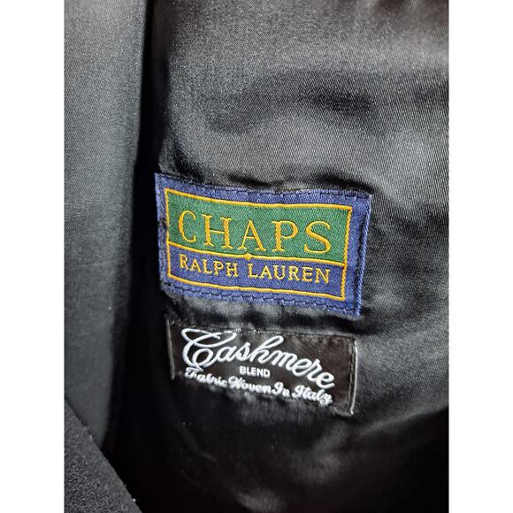 Chaps x Ralph Lauren Men's Black Cashmere‎ Blend Trench Coat Size - Picture 6 of 10